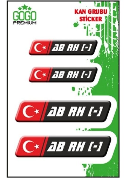 Kan Grubu Iı Ab Rh(-) Siyah Dörtlü Damla Etiket