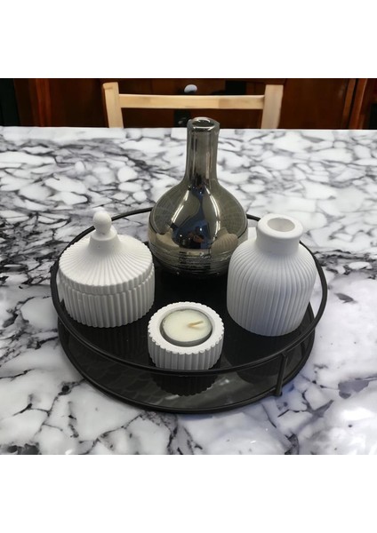 Banyo, Kozmetik Düzenleyici, Takı Standı, Organizer ve Çok Amaçlı Servis Sunum Tepsisi, Ikramlık 23CM Siyah fırsatları