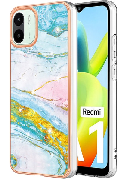 Lr Joyful Xiaomi Için Redmi A1 4g Yb Imd Serisi-2 Kazanmaya Dayanıklı Mermer Desen Telefon Kılıfı Yumuşak Tpu Elektrokaplama Çerçevesi Kabuk Imd Arka Kapak (Yurt Dışından)