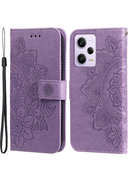 Xiaomi Redmi Note 12 Pro Plus 5g Çiçek Desenli Pu Deri Kılıf Manyetik Toka Stand Cüzdan Şok Geçirmez Telefon Kapağı Kayışlı (Yurt Dışından)