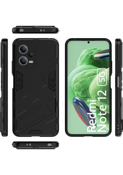 Xiaomi Redmi Kickstand Telefon Kılıfı Note 12 5g Sert Pc Yumuşak Tpu Koruyucu Kapak Anti-Damla Cep Telefon Kılıfı (Yurt Dışından)