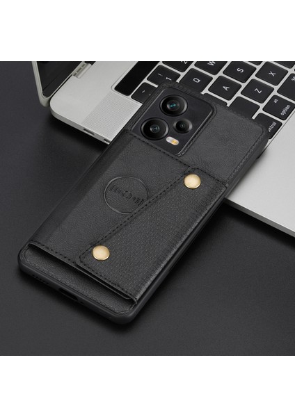 Xiaomi Redmi Note 12 Pro Plus 5g Kickstand Çift Düğme Kart Tutucu Telefon Kapağı Deri Kaplamalı Tpu Kılıf Dahili Metal Sayfası (Yurt Dışından)