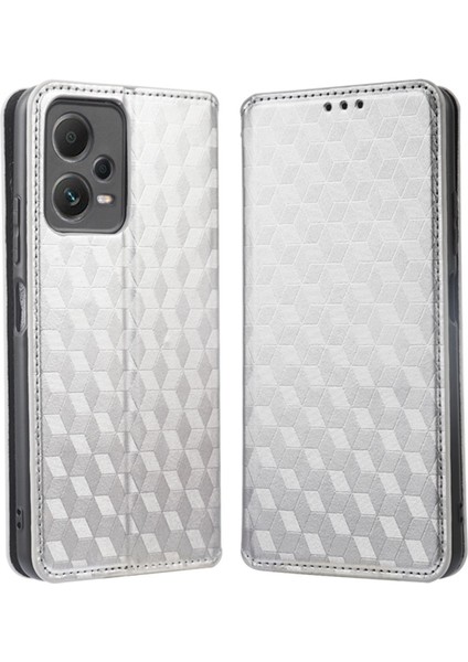 Xiaomi Redmi Telefon Kapağı Note 12 Pro Plus 5g / Note 12 Explorer 5g Rhombus Desen Basılı Manyetik Pu Deri Flip Cüzdan Kılıfı Stand (Yurt Dışından)