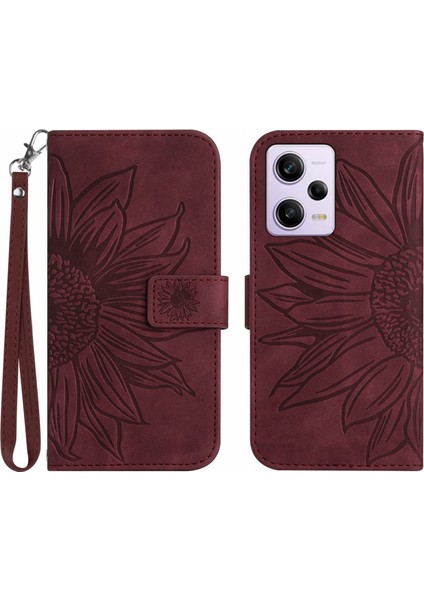 Xiaomi Redmi Note 12 Pro Plus 5g / Note 12 Explorer 5g HT04 Bırakın Kanıtı Flip Case, Ayçiçeği Basılı Cüzdan Cilt Deri Deri Deri Stand Manyetik Telefon Kapağı El Kayışı (Yurt Dışından)