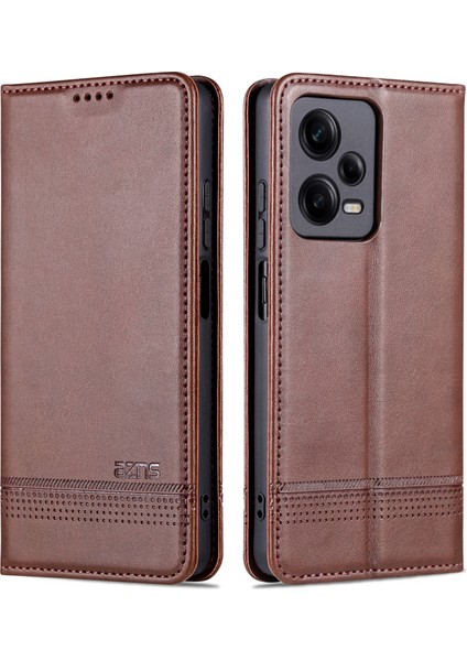 Xiaomi Redmi Note 12 Pro 5g / Note 12 Pro Hız 5g / Poco X5 Pro 5g Sığır Derisi Doku Darbeye Dayanıklı Telefon Standı Kılıf Pu Deri Manyetik Otomatik Emilen Flip Cüzdan Kapak (Yurt Dışından)