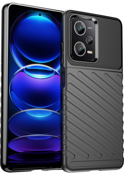 Xiaomi Redmi Anti-Fall Back Shell Note 12 Pro 5g Thunder Serisi Kalınlaştırılmış Tpu Telefon Kılıfı Twill Doku Telefon Kapağı (Yurt Dışından)