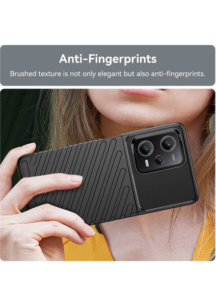 Xiaomi Redmi Anti-Fall Back Shell Note 12 Pro 5g Thunder Serisi Kalınlaştırılmış Tpu Telefon Kılıfı Twill Doku Telefon Kapağı (Yurt Dışından)