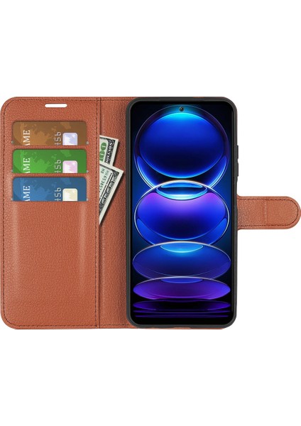 Xiaomi Için Redmi Note 12 5g Tam Koruma Kılıfı Flip Anti-Çizgi Anti-Çizelge Litchi Doku Pu Deri Deri Stand Cüzdan Telefon Kapağı (Yurt Dışından)