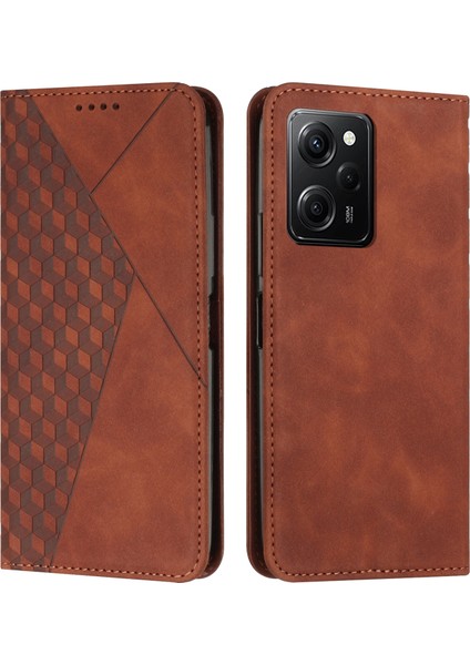 Xiaomi Redmi Note 12 Pro Speed ​​5g / Poco X5 Pro 5g Cep Telefon Kılıf Stand Standı Cüzdan Baskılı Rhombus Desen Deri Kapak (Yurt Dışından)