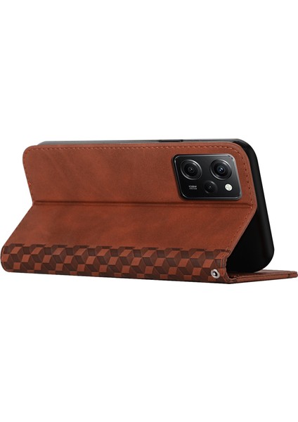 Xiaomi Redmi Note 12 Pro Speed ​​5g / Poco X5 Pro 5g Cep Telefon Kılıf Stand Standı Cüzdan Baskılı Rhombus Desen Deri Kapak (Yurt Dışından)