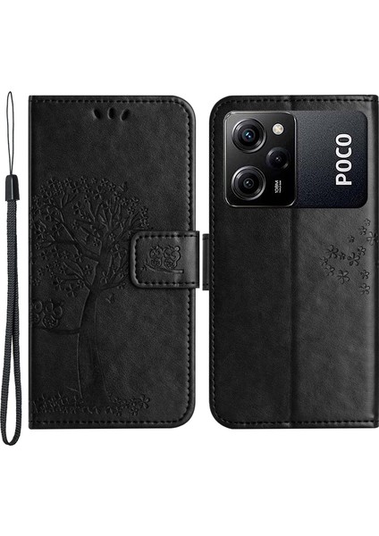Xiaomi Poco X5 Pro 5g / Redmi Note 12 Pro Speed ​​5g / Note 12 Pro 5g Baykuş Ağacı Baskılı Pu Deri Stand Kılıfı Damla Geçirmez Cep Telefonu Cüzdan Kapağı (Yurt Dışından)