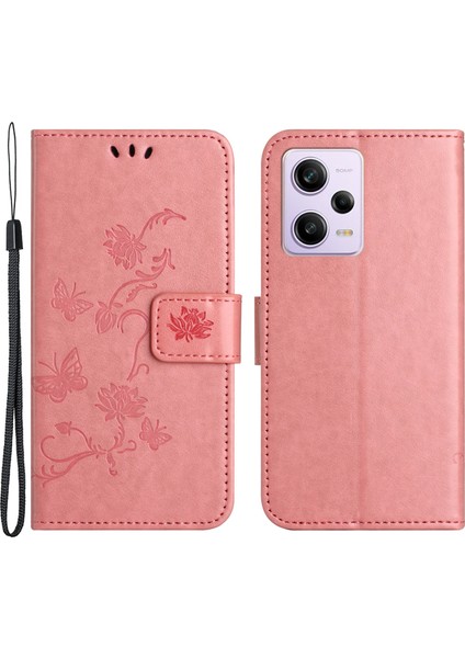 Xiaomi Redmi Pu Deri Telefon Kapağı Note 12 Pro 5g / Note 12 Pro Speed ​​5g / Poco X5 Pro 5g, Baskılı Kelebek Çiçek Deseni Stand Cüzdan Telefon Kılıfı Kayış (Yurt Dışından)