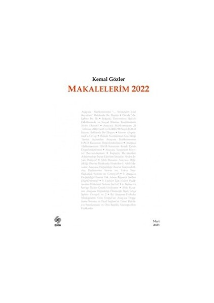 Makalelerim 2022 - Kemal Gözler
