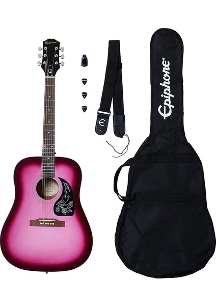 Starling Akustik Gitar Başlangıç Paketi (Hot Pink Pearl)