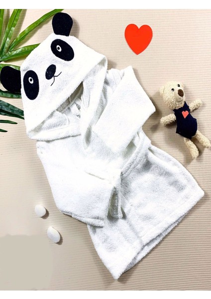 Panda Figürlü Havlu Bebek Bornozu