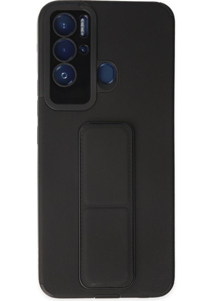 Tecno Pova Neo Kılıf Mega Standlı Silikon - Siyah 300099
