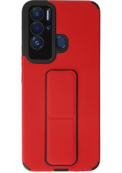 Tecno Pova Neo Kılıf Mega Standlı Silikon - Kırmızı 300099