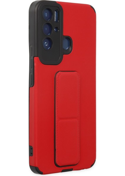Tecno Pova Neo Kılıf Mega Standlı Silikon - Kırmızı 300099