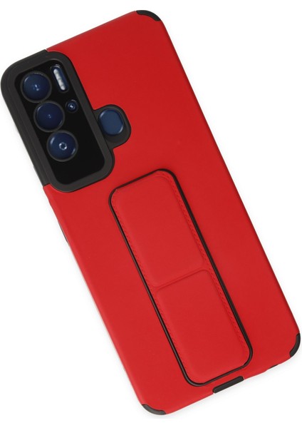 Tecno Pova Neo Kılıf Mega Standlı Silikon - Kırmızı 300099