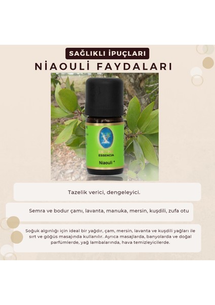 Organik Niaouli Yağı 5 ml . Aromaterapi Uçucu Yağ Cilt ve Bakım Yağı