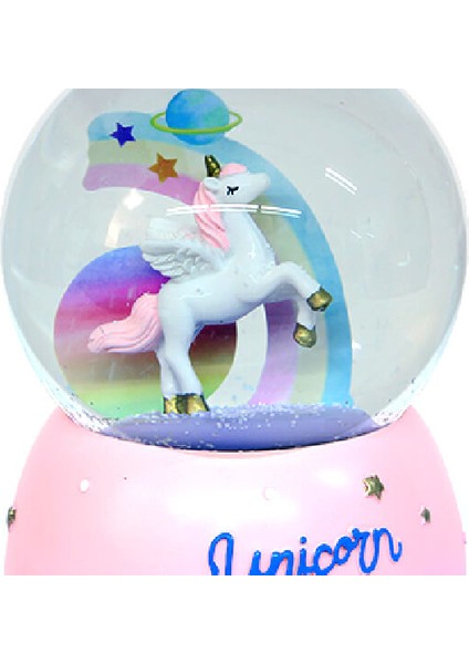 12 Cm Müzikli Işıklı Unicorn Kar Küresi