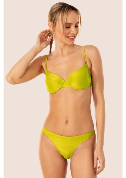 3409 Yeşil Simli Kaplı Bikini Takımı