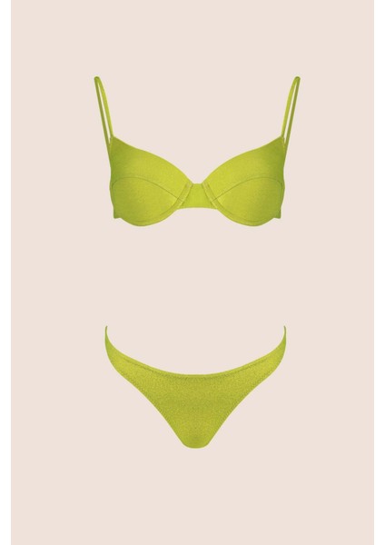 3409 Yeşil Simli Kaplı Bikini Takımı fırsatları