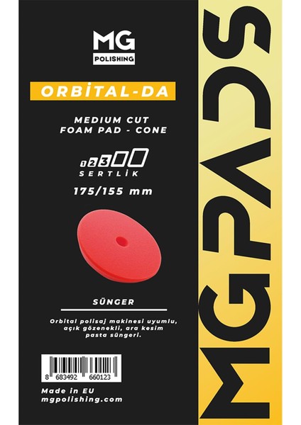 Orbital Ara Kesim Ince Pasta Süngeri (Kırmızı) ) - 175/155 mm
