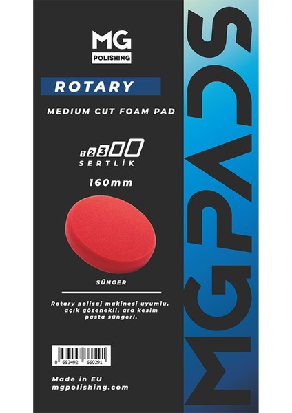 Rotary Ara Kesim Ince Pasta Süngeri (Kırmızı) - 160 mm