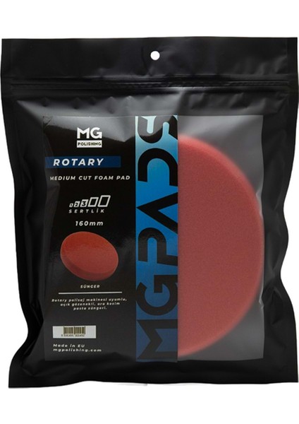 Rotary Ara Kesim Ince Pasta Süngeri (Kırmızı) - 160 mm