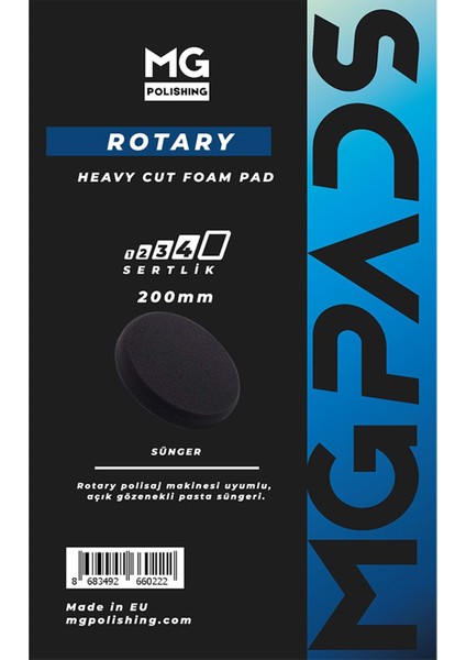 Rotary Ağır Kesim Kalın Pasta Süngeri (Gri) - 200 mm