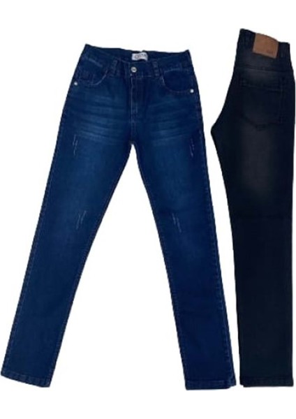 6515 Çocuk Erkek Tırnaklı Licralı Kot Pantolon - Açık Mavi - ST00172-AÇIK Mavi-11 Yaş
