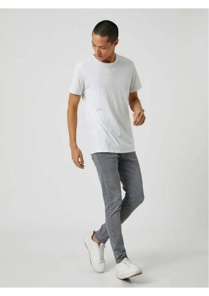 T 216-1680 Erkek Denim Tom Slim Licralı Kot Pantolon - Gri - ST00221-GRI-32