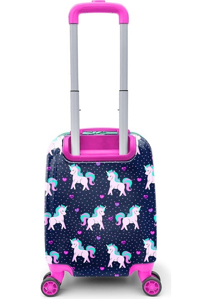 Kids Lacivert Pembe Unicorn Desenli Çocuk Valizi 16713 modelleri