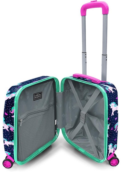 Kids Lacivert Pembe Unicorn Desenli Çocuk Valizi 16713 fırsatları