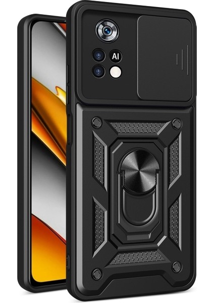 Xiaomi Redmi Note 12 Pro Kılıf Kamera Korumalı Sürgülü Yüzüklü Armor Military Tank Darbe Emici Kapak