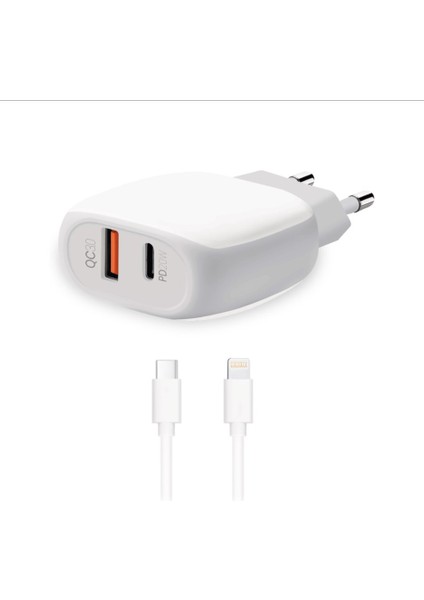 20W Pd Çift Giriş Lightning To Type C Hızlı Şarj Cihazı Apple iPhone x 11 12 13 Uyumlu Şarz Aleti