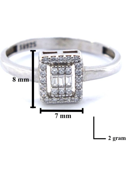 Zirkon Baget Taşlı 925 Ayar Kadın Gümüş Yüzük GKY-121 modelleri