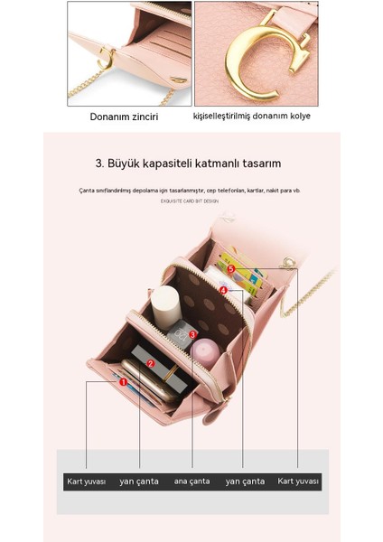 Büyük Kapasiteli Donanım Fermuar Omuz Telefonu Çantası (Yurt Dışından) fiyatları