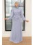Tesettür Abiye Elbise - Drape Detaylı Açık Lila Tesettür Abiye Elbise 5711ALILA 1