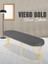 Viego Gold Smooth Bench Lüks Metal Gold Ayak, Chester Model Yatak Ucu Gri Puf 1
