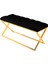 Varcera Gold Bench Çapraz Metal Ayaklı Kapitoneli Model Siyah Puf 2