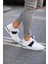 - Beyaz Deri Bağcıklı Erkek Sneakers 1