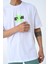 Beyaz Bisiklet Yaka Ön Arka Baskılı Oversize Kalıp Unisex T-Shirt 1