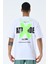 Beyaz Bisiklet Yaka Ön Arka Baskılı Oversize Kalıp Unisex T-Shirt 2