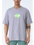 Gri Bisiklet Yaka Ön Arka Baskılı Oversize Kalıp Unisex T-Shirt 1