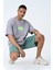 Gri Bisiklet Yaka Ön Arka Baskılı Oversize Kalıp Unisex T-Shirt 3