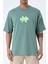 Su Yeşili Bisiklet Yaka Ön Arka Baskılı Oversize Kalıp Unisex T-Shirt 1