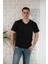 Fbı Slimfit Yırtıklı V Yaka Pamuklu Erkek Yazlık T-Shirt 1