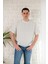 Oversize Çizgili Bisiklet Yaka Keten Yazlık T-Shirt 1